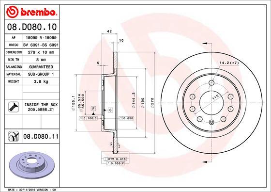 Brembo 08.D080.11 - Kočioni disk www.molydon.hr