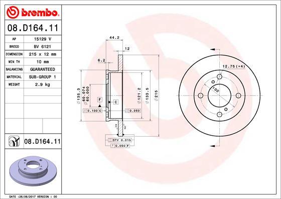 Brembo 08.D164.11 - Kočioni disk www.molydon.hr