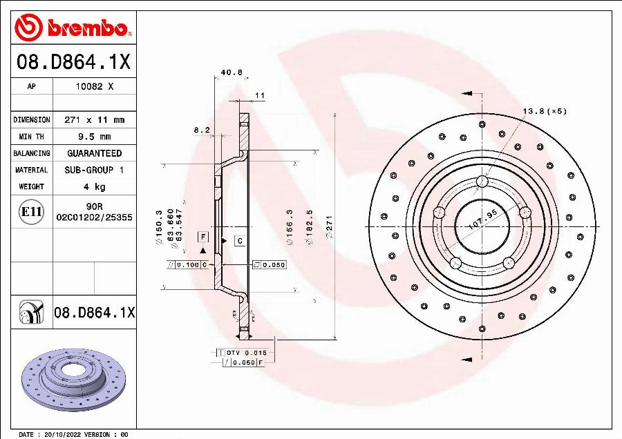 Brembo 08.D864.1X - Kočioni disk www.molydon.hr