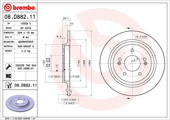 Brembo 08.D882.11 - Kočioni disk www.molydon.hr