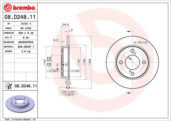 Brembo 08.D248.11 - Kočioni disk www.molydon.hr