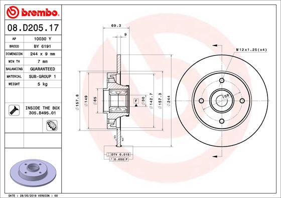 Brembo 08.D205.17 - Kočioni disk www.molydon.hr