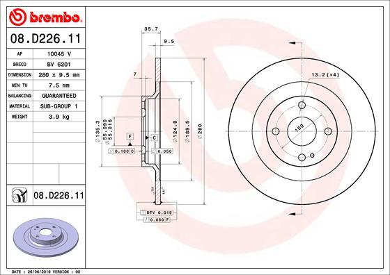 Brembo 08.D226.11 - Kočioni disk www.molydon.hr