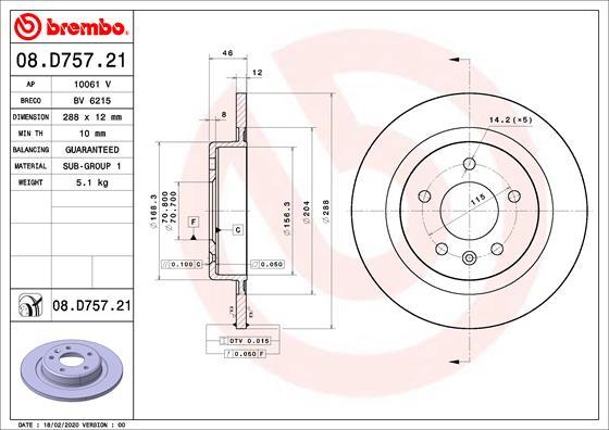 Brembo 08.D757.21 - Kočioni disk www.molydon.hr