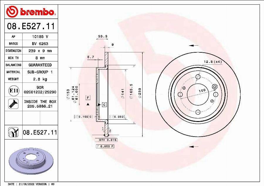 Brembo 09.E528.11 - Kočioni disk www.molydon.hr