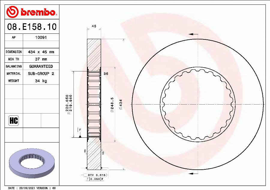 Brembo 08.E158.10 - Kočioni disk www.molydon.hr