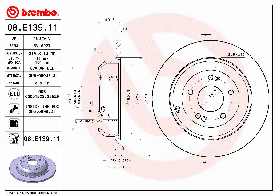 Brembo 08.E139.11 - Kočioni disk www.molydon.hr