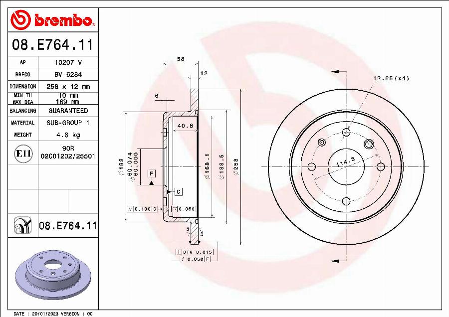 Brembo 08.E764.11 - Kočioni disk www.molydon.hr