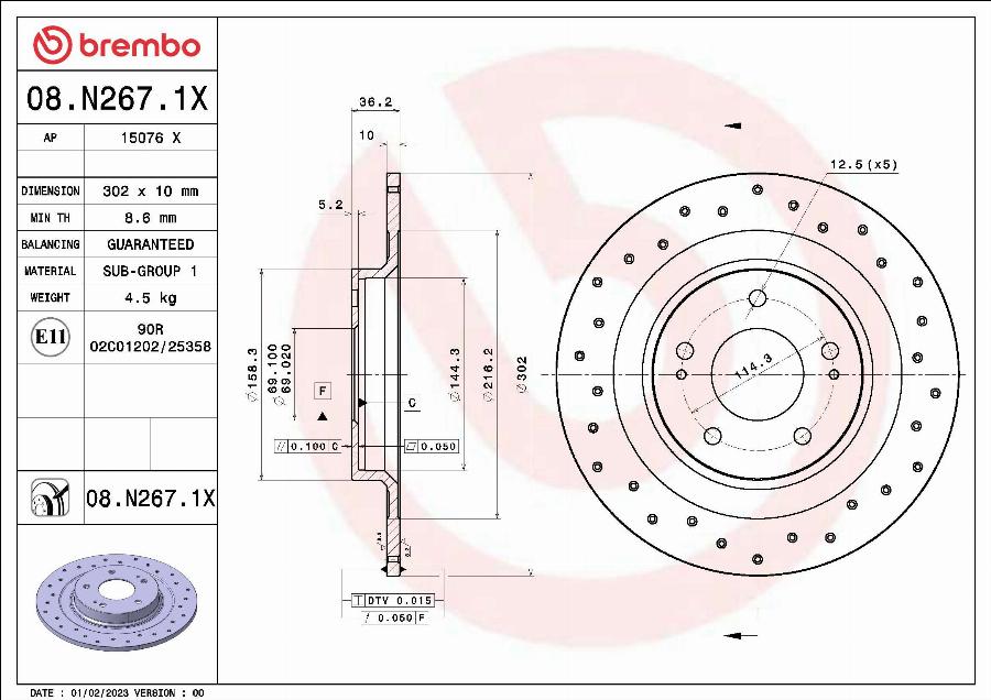 Brembo 08.N267.1X - Kočioni disk www.molydon.hr