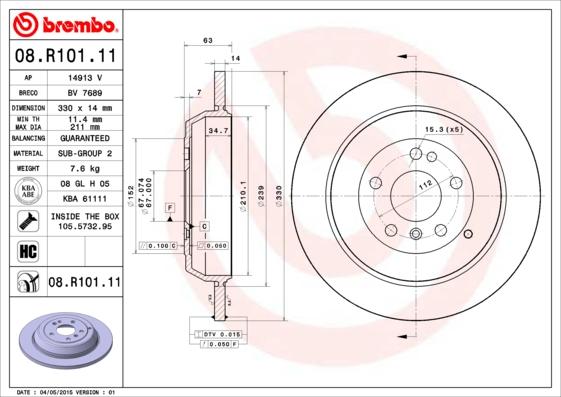 Brembo 08.R101.11 - Kočioni disk www.molydon.hr