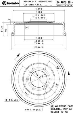 Brembo 14.A676.10 - Bubanj kočnica www.molydon.hr