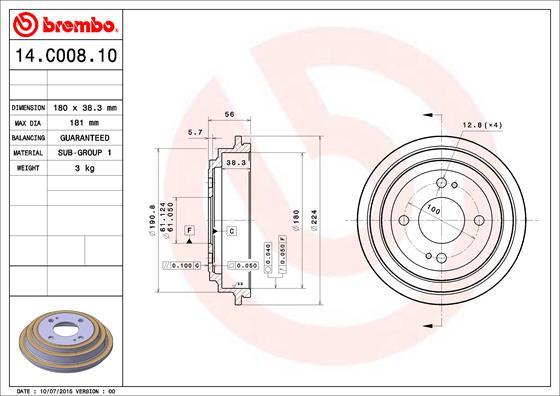 Brembo 14.C008.10 - Bubanj kočnica www.molydon.hr