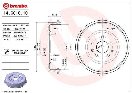 Brembo 14.C010.10 - Bubanj kočnica www.molydon.hr