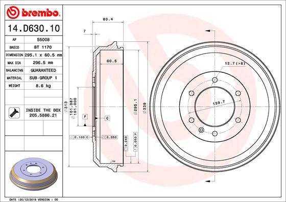 Brembo 14.D630.10 - Bubanj kočnica www.molydon.hr