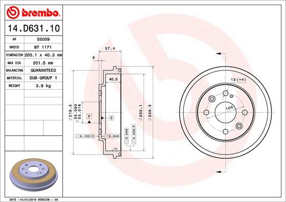 Brembo 14.D631.10 - Bubanj kočnica www.molydon.hr