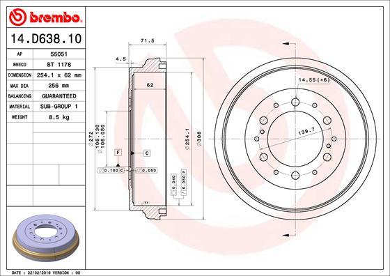 Brembo 14.D638.10 - Bubanj kočnica www.molydon.hr