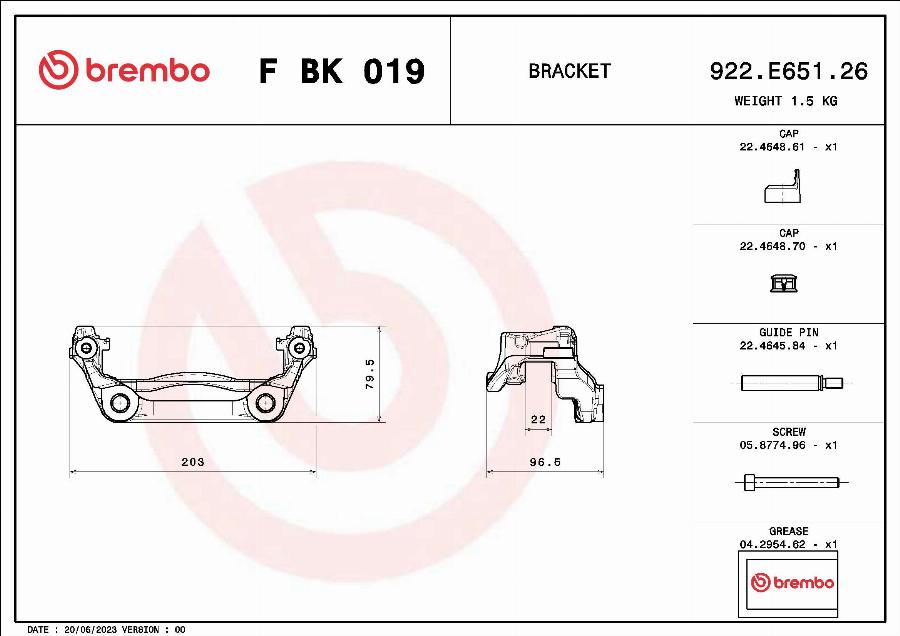 Brembo F BK 019 - Komplet Držača kočione čeljusti www.molydon.hr