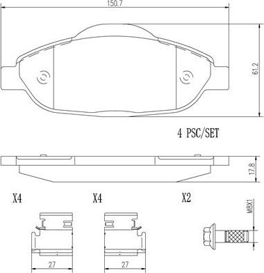 Brembo P61101N - Komplet Pločica, disk-kočnica www.molydon.hr