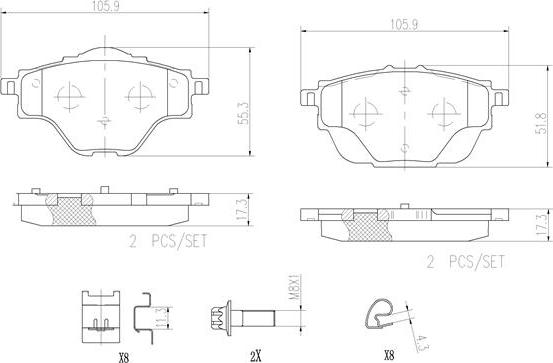 Brembo P61124N - Komplet Pločica, disk-kočnica www.molydon.hr