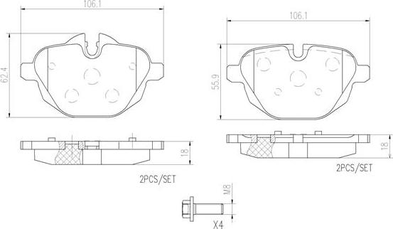 Brembo P06064N - Komplet Pločica, disk-kočnica www.molydon.hr