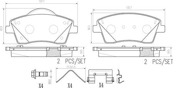 Brembo P86033N - Komplet Pločica, disk-kočnica www.molydon.hr