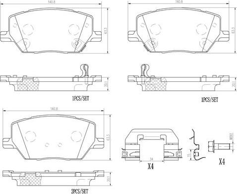 Brembo P23164N - Komplet Pločica, disk-kočnica www.molydon.hr