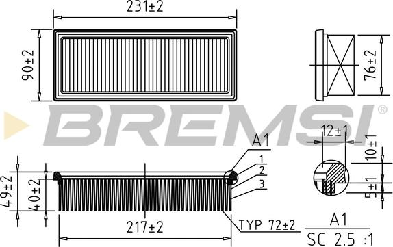 Bremsi FA0544 - Filter za zrak www.molydon.hr