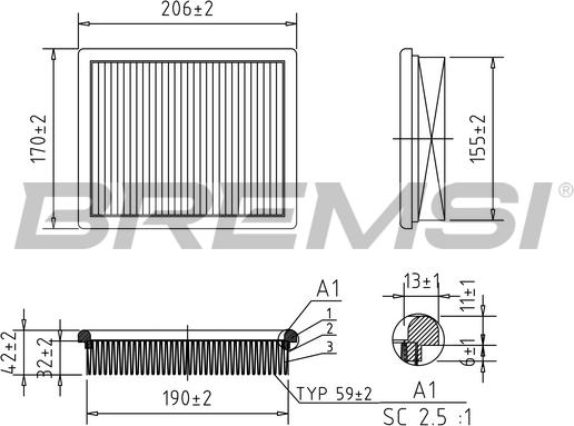 Bremsi FA0614 - Filter za zrak www.molydon.hr