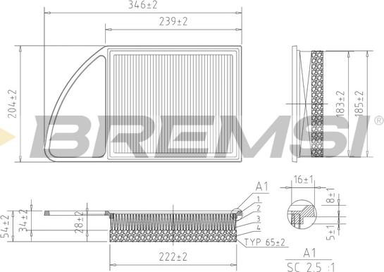 Bremsi FA0216 - Filter za zrak www.molydon.hr