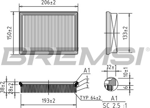 Bremsi FA1407 - Filter za zrak www.molydon.hr