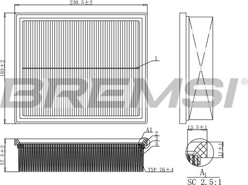 Bremsi FA1153 - Filter za zrak www.molydon.hr