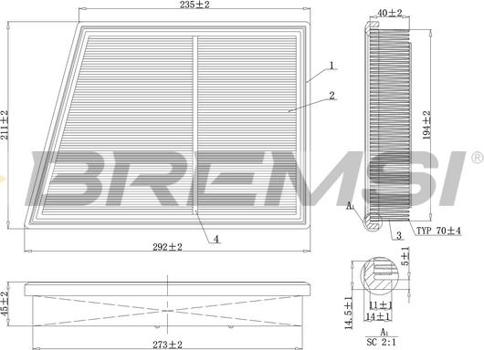 Bremsi FA1169 - Filter za zrak www.molydon.hr