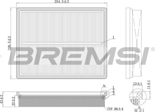 Bremsi FA1188 - Filter za zrak www.molydon.hr