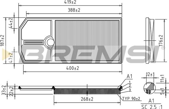 Bremsi FA1258 - Filter za zrak www.molydon.hr