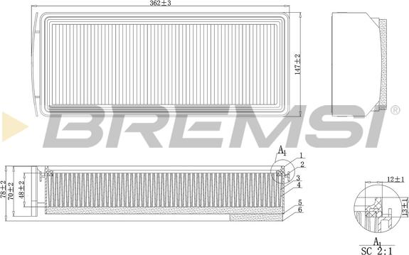 Bremsi FA1205 - Filter za zrak www.molydon.hr