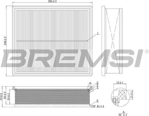 Bremsi FA1216 - Filter za zrak www.molydon.hr