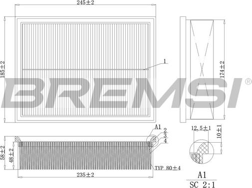 Bremsi FA2125 - Filter za zrak www.molydon.hr