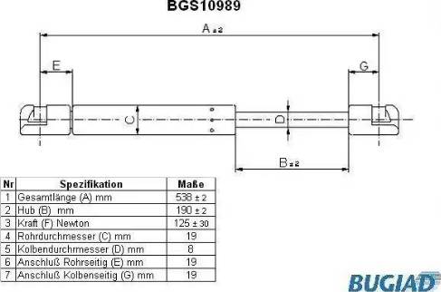 Bugiad BGS10989 - Plinski amortizer, hauba motora www.molydon.hr