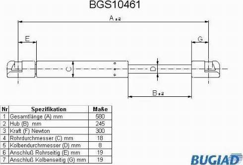 Bugiad BGS10461 - Plinski amortizer, prtljaznik/utovarni prostor www.molydon.hr