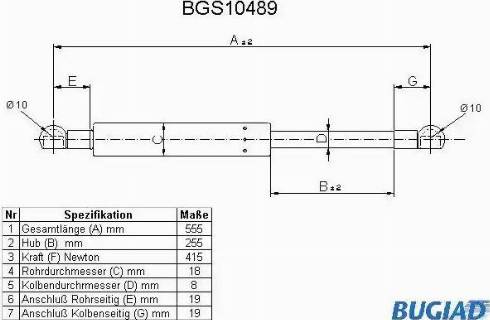 Bugiad BGS10489 - Plinski amortizer, prtljaznik/utovarni prostor www.molydon.hr