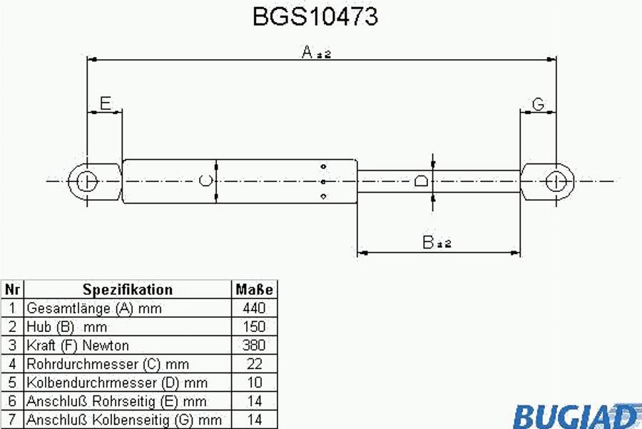 Bugiad BGS10473 - Plinski amortizer, hauba motora www.molydon.hr