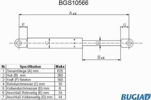 Bugiad BGS10566 - Plinski amortizer, hauba motora www.molydon.hr