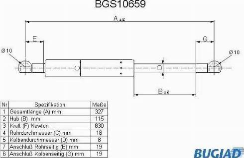 Bugiad BGS10659 - Plinski amortizer, hauba motora www.molydon.hr