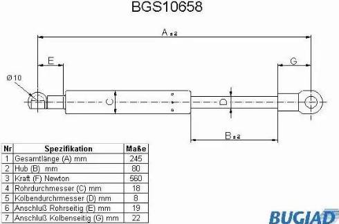 Bugiad BGS10658 - Plinski amortizer, zadnji vjetrobran www.molydon.hr