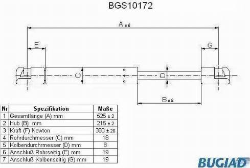 Bugiad BGS10172 - Plinski amortizer, prtljaznik/utovarni prostor www.molydon.hr