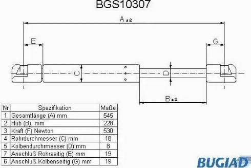 Bugiad BGS10307 - Plinski amortizer, prtljaznik/utovarni prostor www.molydon.hr