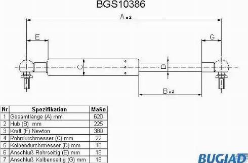 Bugiad BGS10386 - Plinski amortizer, prtljaznik/utovarni prostor www.molydon.hr