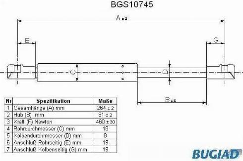 Bugiad BGS10745 - Plinski amortizer, prtljaznik/utovarni prostor www.molydon.hr