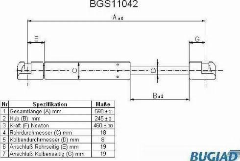 Bugiad BGS11042 - Plinski amortizer, prtljaznik/utovarni prostor www.molydon.hr