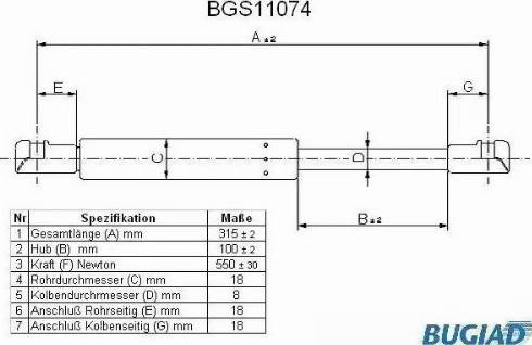 Bugiad BGS11074 - Plinski amortizer, zadnji vjetrobran www.molydon.hr